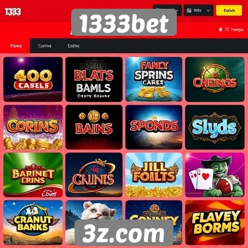 Diversidade de jogos disponíveis na 1333bet